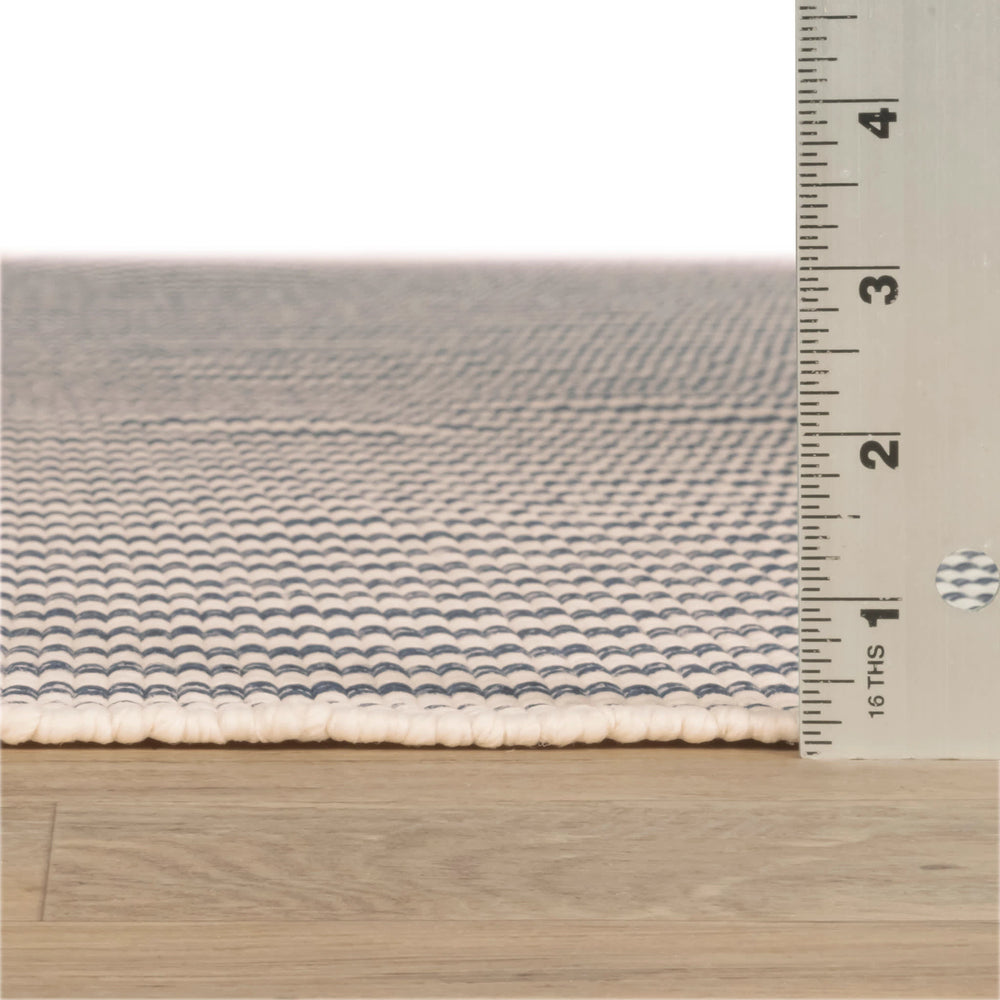 Pinstripe Handwoven Indoor/Outdoor Rug | Navy/Ivory