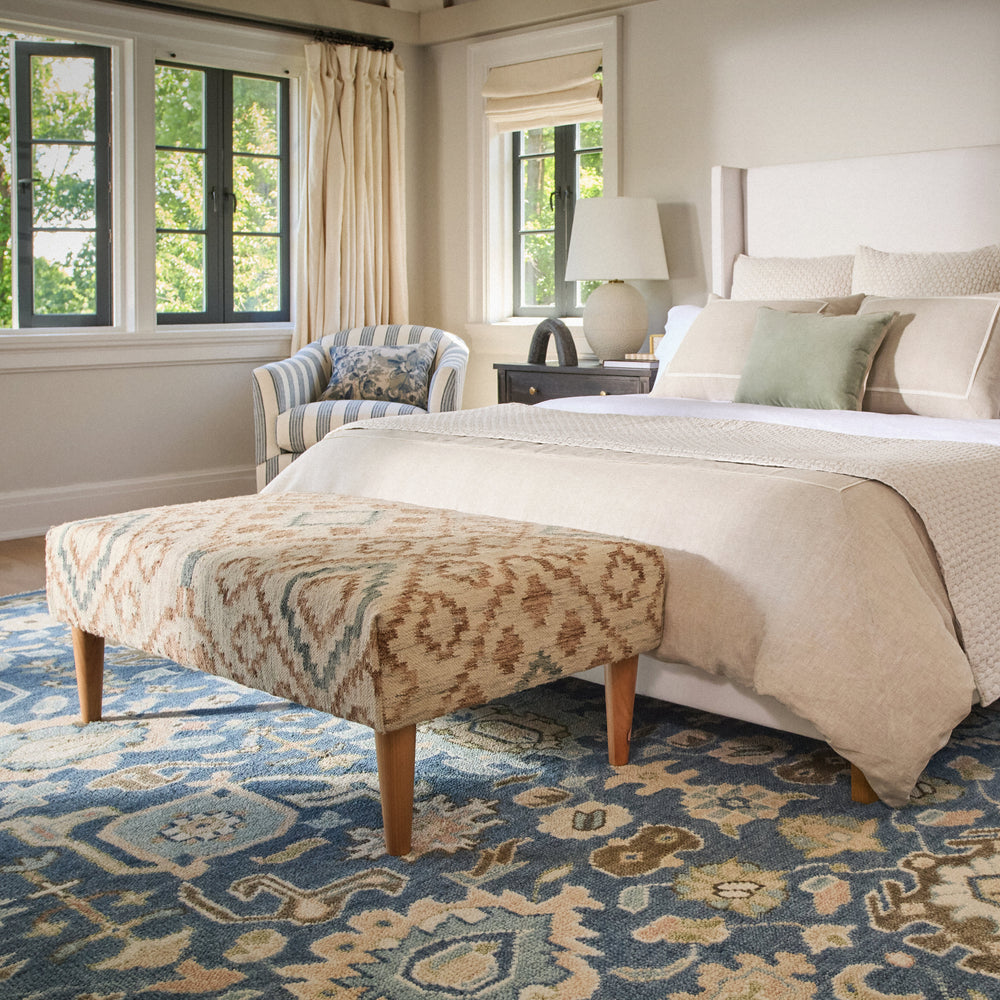 Jelly Roll Custom Rug Ottoman | Blue