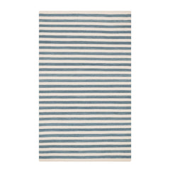 Ladder Stripe Handwoven Wool Rug | Blue/Ivory
