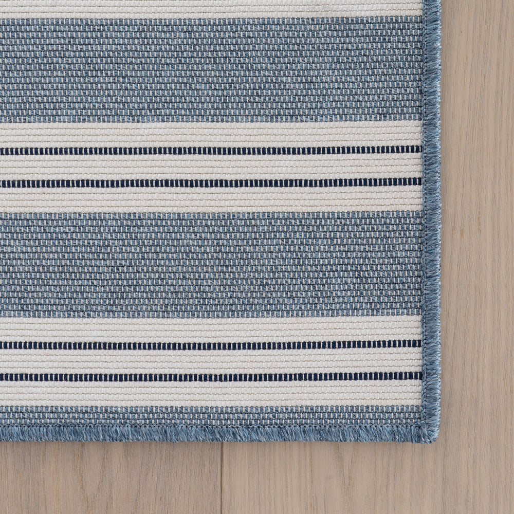 Meredith Wide Striped Indoor/Outdoor Custom Rug | Blue