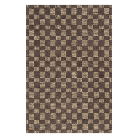 Cedar Checked Hand Tufted Wool Rug | Grey