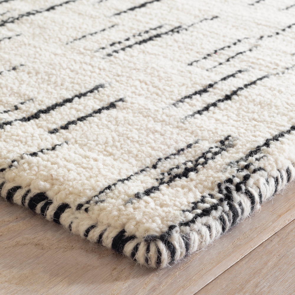 Ozzie Hand Loom Knotted Wool Rug | Black/White