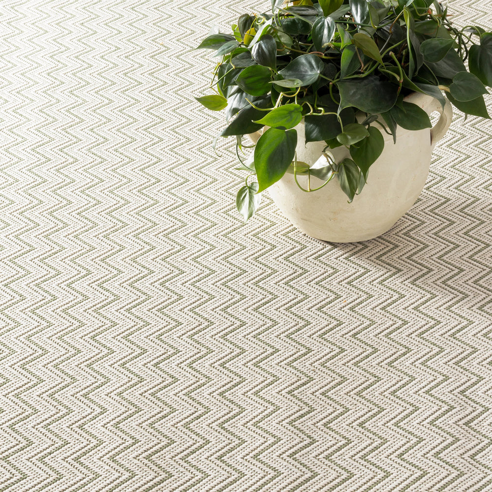 Happy Chevron Woven Indoor/Outdoor Custom Rug | Sage