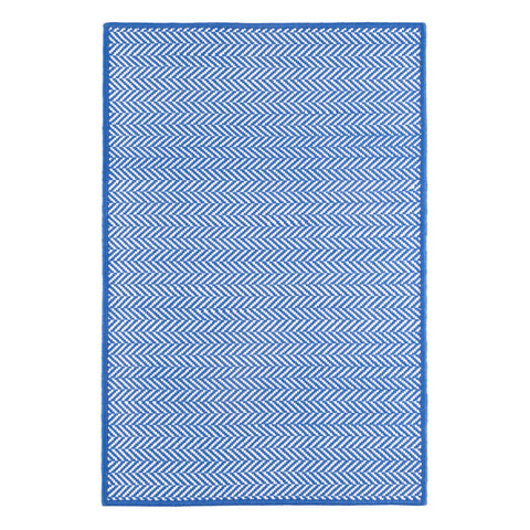 Herringbone Handwoven Indoor/Outdoor Custom Rug | French Blue/White