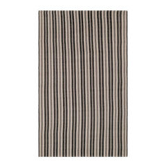 Ticking Stripe Handwoven Indoor/Outdoor Rug | Black/Ivory