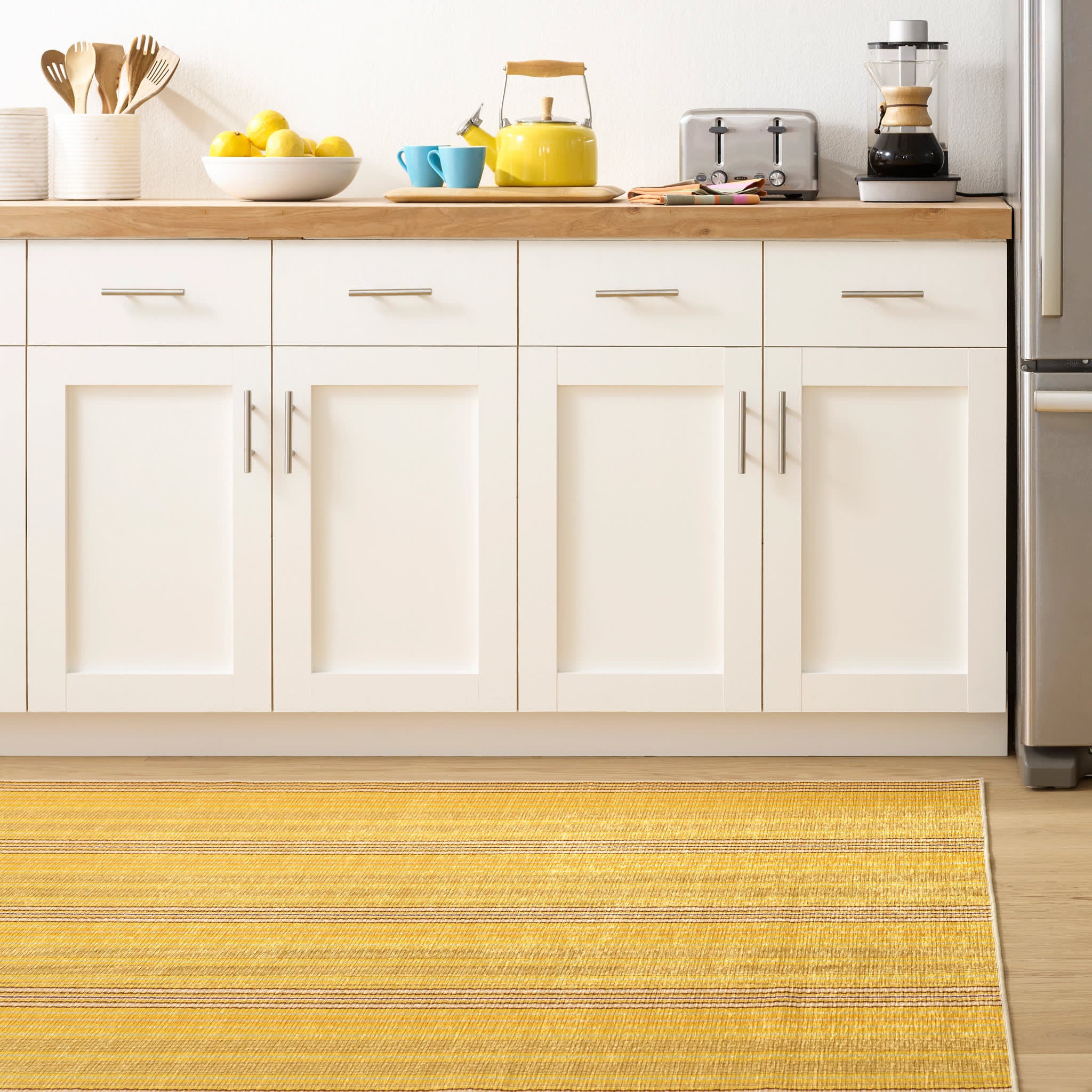 Sunflower Ticking Machine Washable Rug | Multicolor – Annie Selke