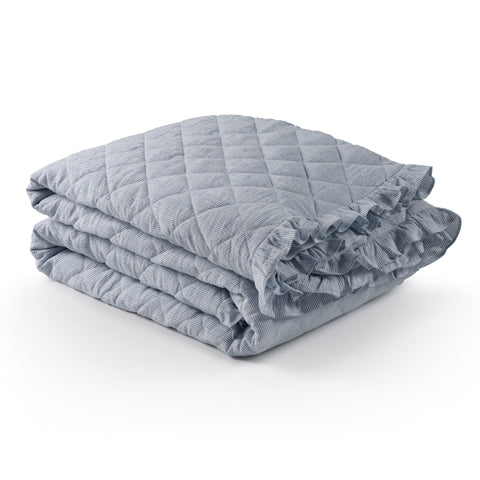 Parris Stripe Linen Quilt | French Blue
