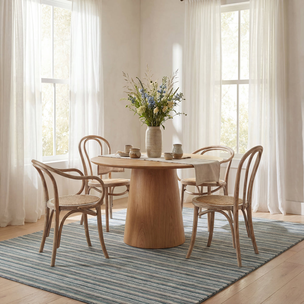 Brindle Stripe Hand Loom Knotted Wool Rug | Blue