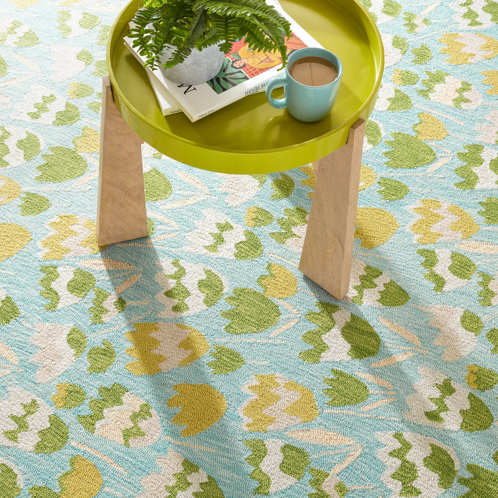 Zelie Hand Micro Hooked Wool Rug | Aqua