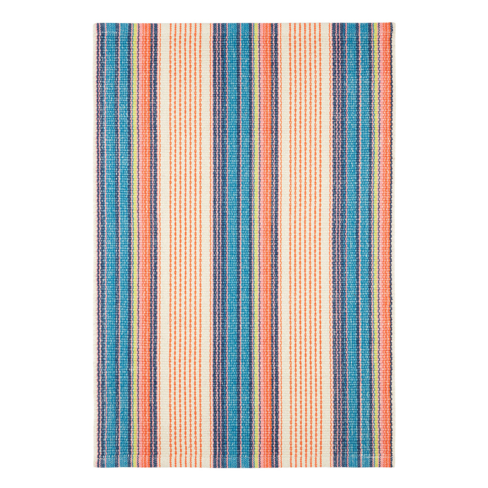 Sloane Stripe Handwoven Cotton Rug | Sunset