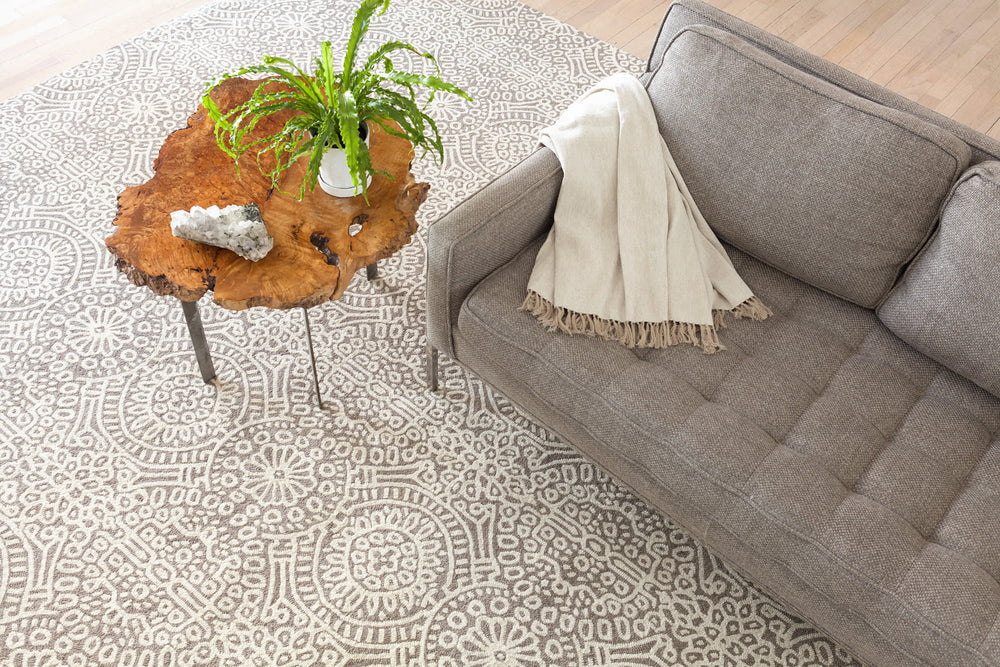 Temple Hand Micro Hooked Wool Custom Rug | Taupe
