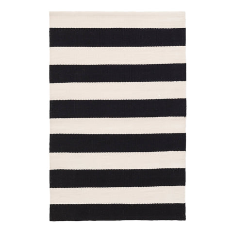 Catamaran Stripe Handwoven Indoor/Outdoor Rug | Black/Ivory
