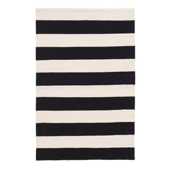 Catamaran Stripe Handwoven Indoor/Outdoor Rug | Black/Ivory