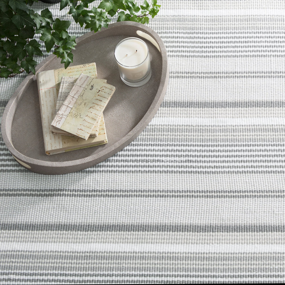 Gradation Ticking Handwoven Cotton Rug | Grey