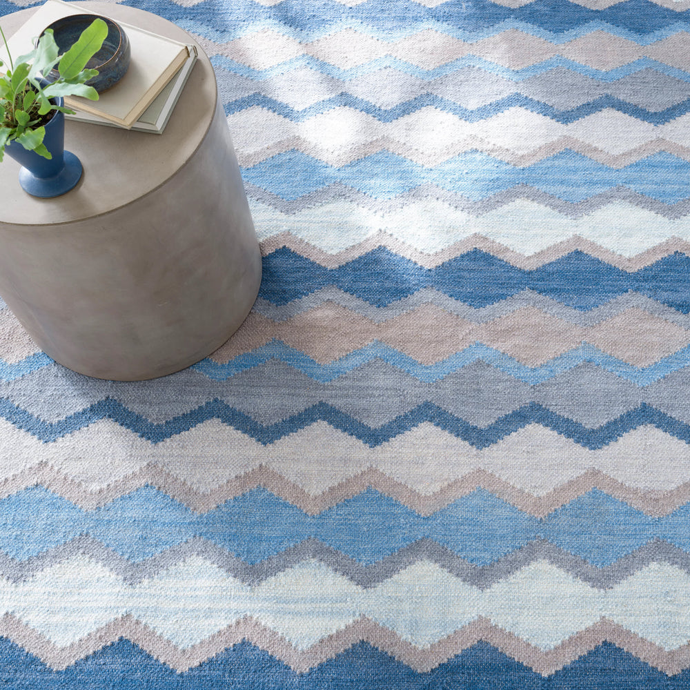 Safety Net Handwoven Wool Rug | Blue
