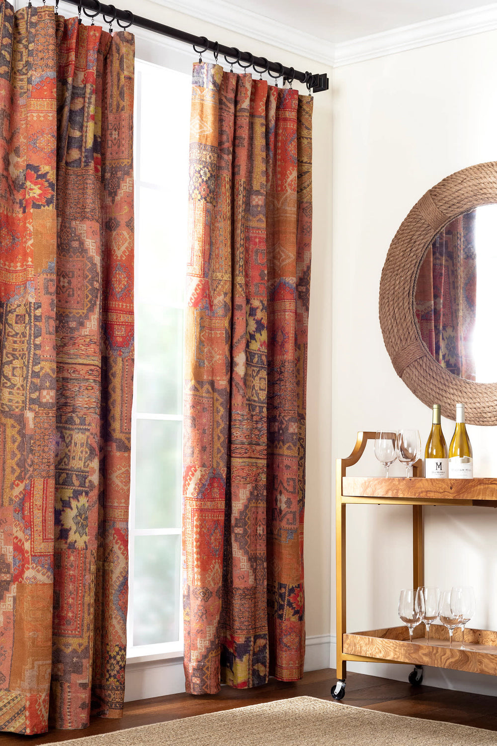 Anatolia Linen Curtain Panel | Orange