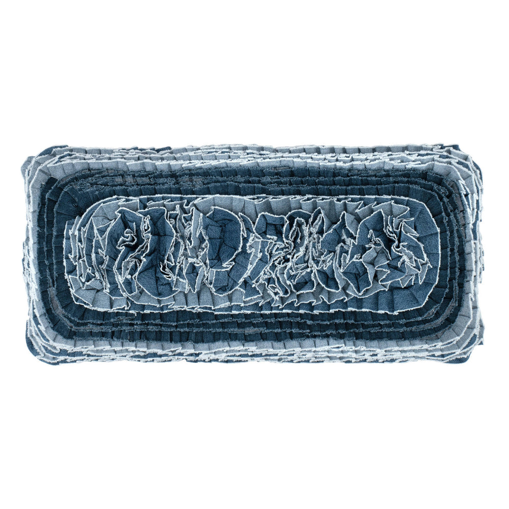 Denim Ruffle Decorative Pillow Cover | Blue