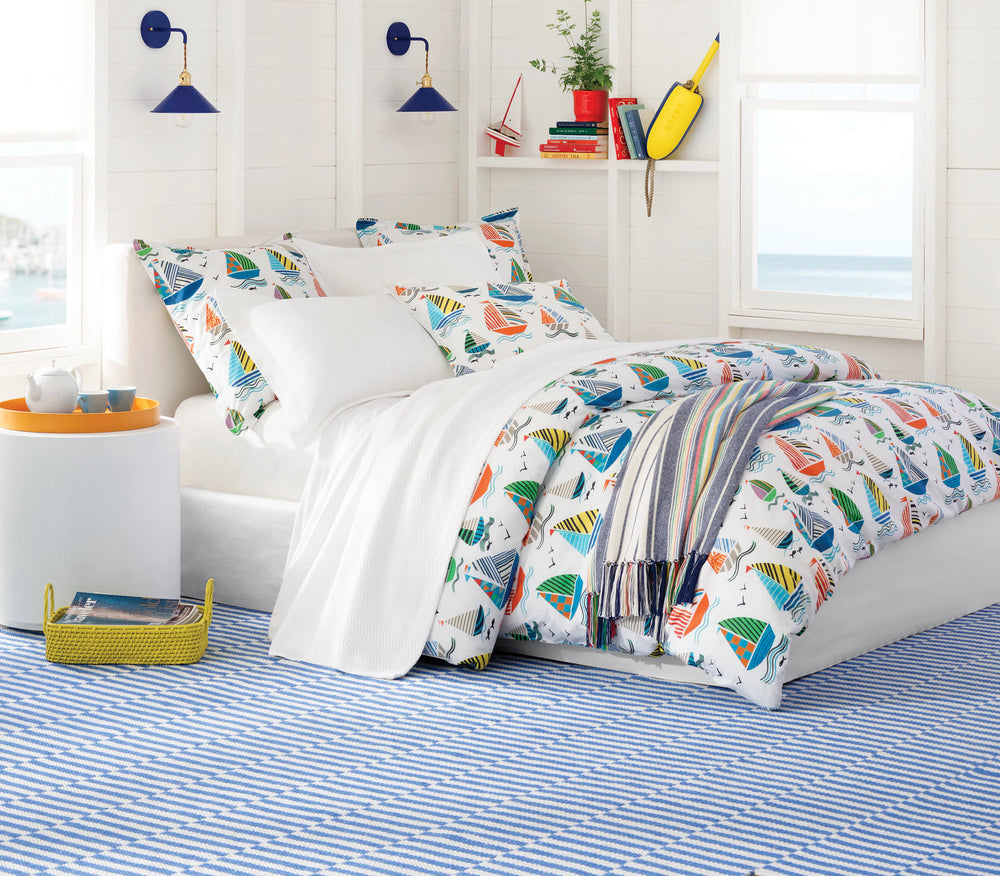 Sailing Stripe Handwoven Indoor/Outdoor Rug | French Blue