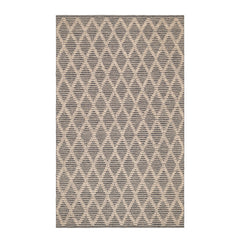 Textured Diamond Handwoven Cotton Rug | Black/Ivory