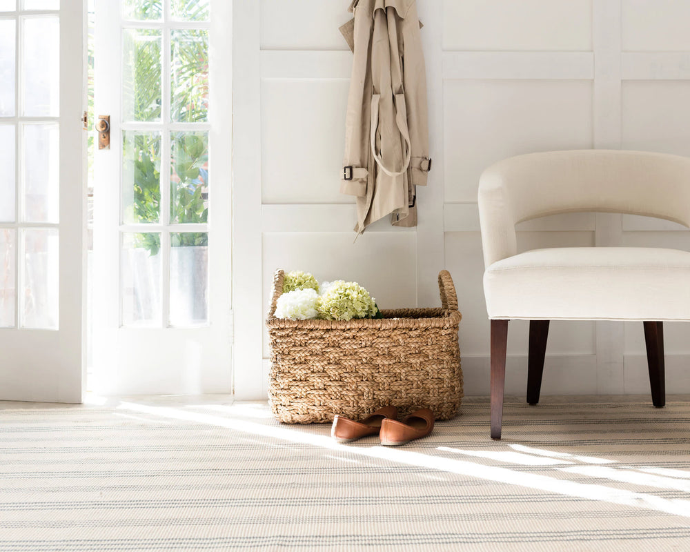 Swedish Stripe Handwoven Cotton Rug | Blue
