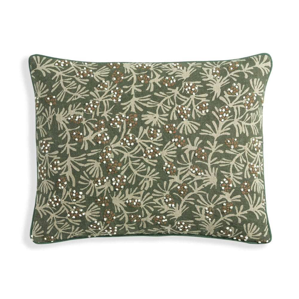 Winter Pinecones Decorative Pillow Cover | Green