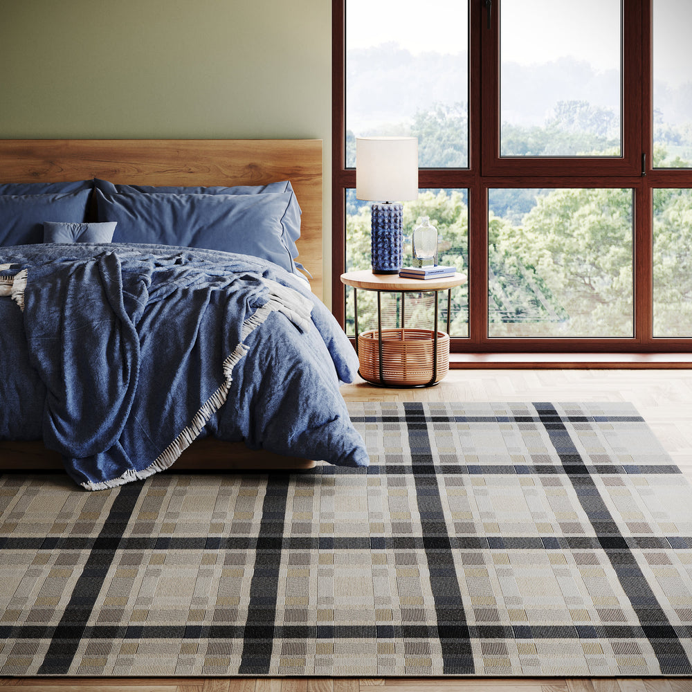 Mesael Modern Plaid Indoor Rug | Blue