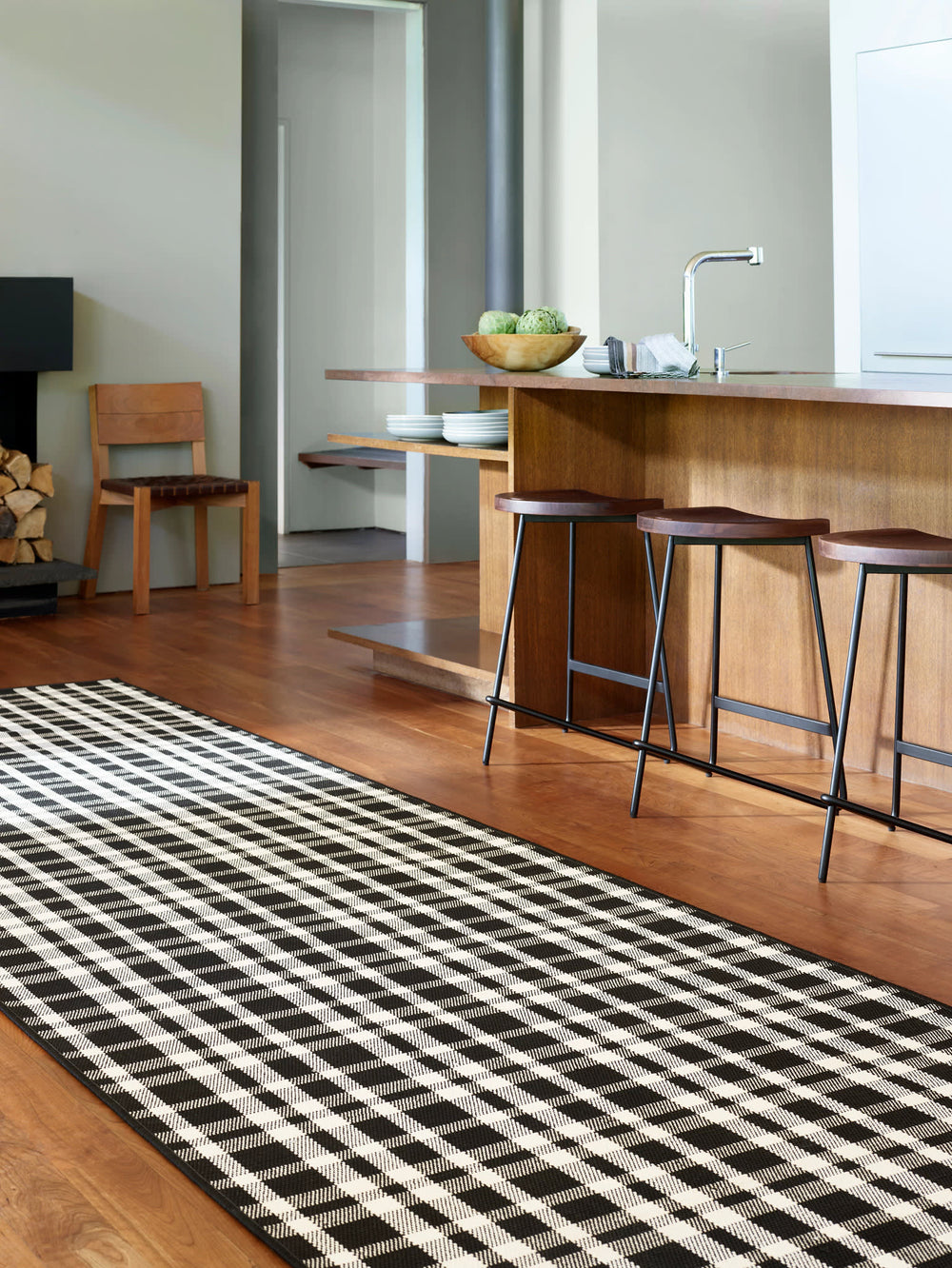 Tattersall Handwoven Indoor/Outdoor Custom Rug | Black