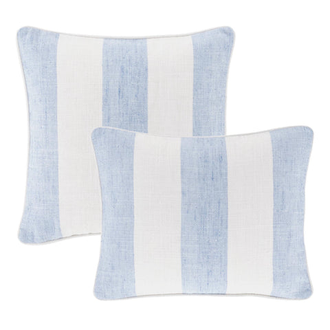 Awning Stripe Indoor/Outdoor Decorative Pillow Cover | Soft French Blue