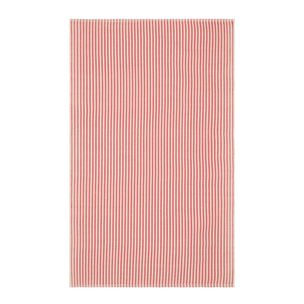 Pinstripe Handwoven Indoor/Outdoor Rug | Red/Ivory
