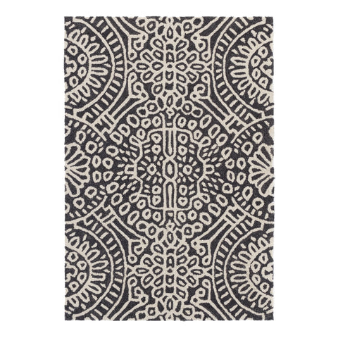 Temple Hand Micro Hooked Wool Rug | Charcoal