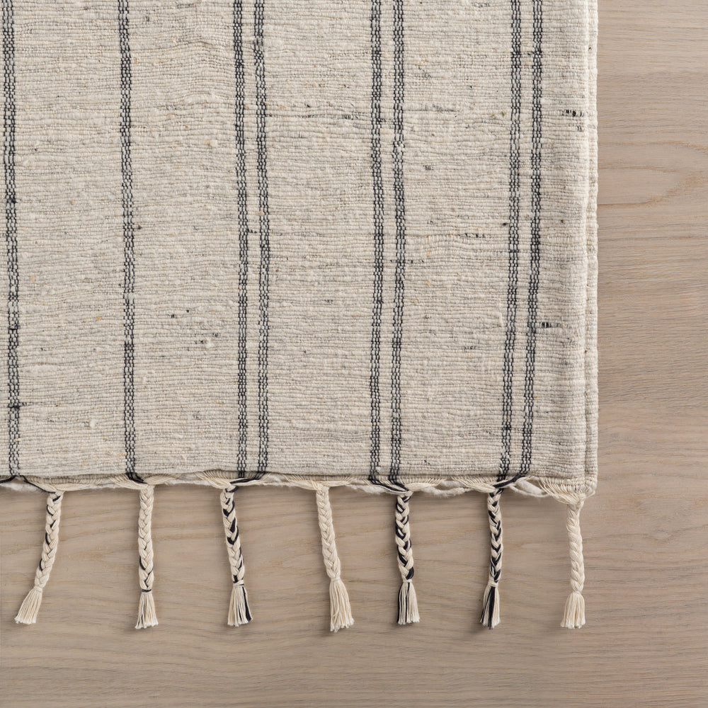 Arven Striped Handmade Cotton Rug | Grey