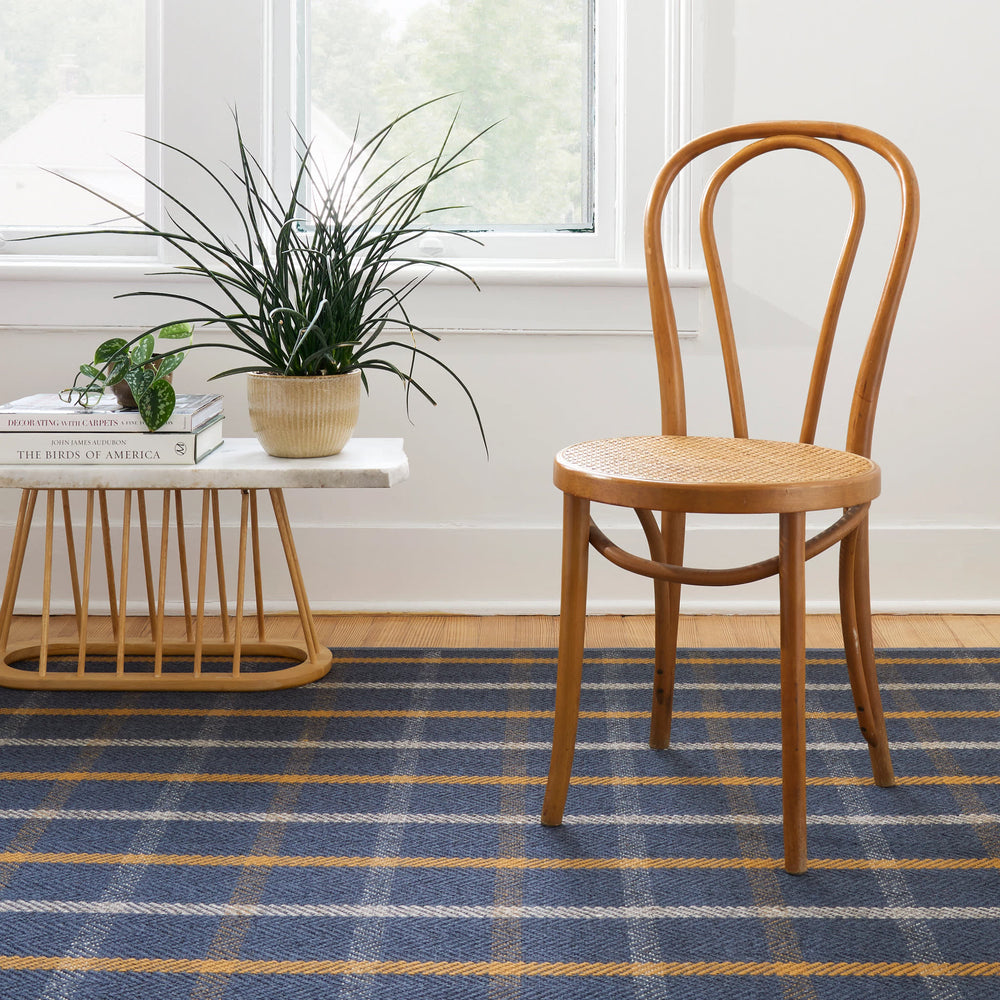 Jackson Navy/Ivory Woven Wool Custom Rug