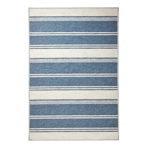 Bowman Stripe Machine Washable Rug | Blue