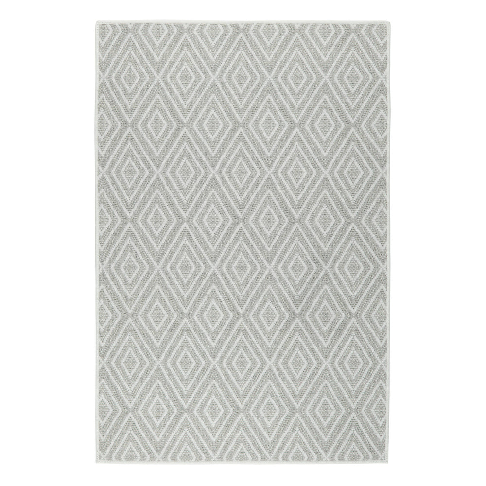 Diamond Machine Washable Rug | Platinum/White