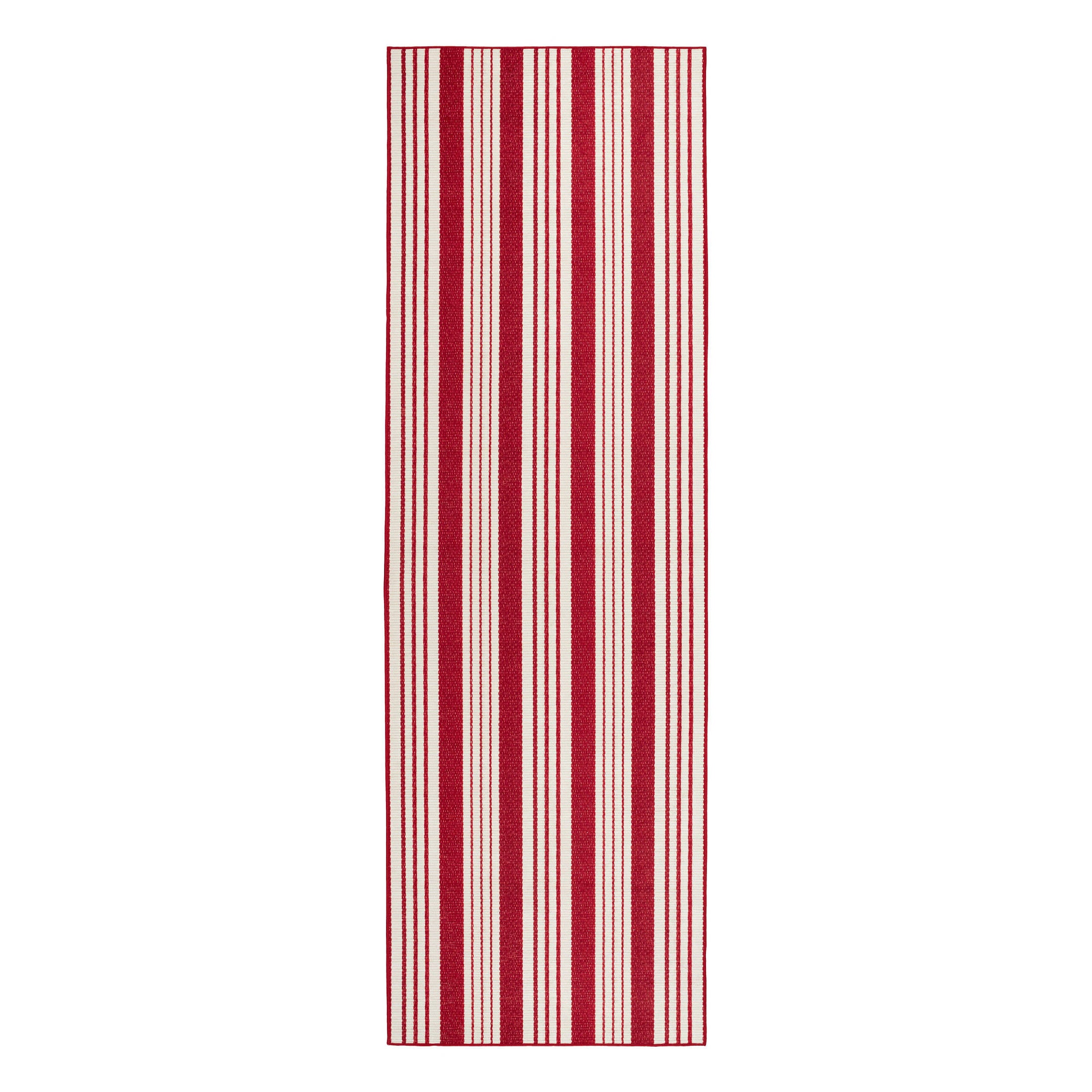 Abby Ticking Machine Washable Rug | Red – Annie Selke