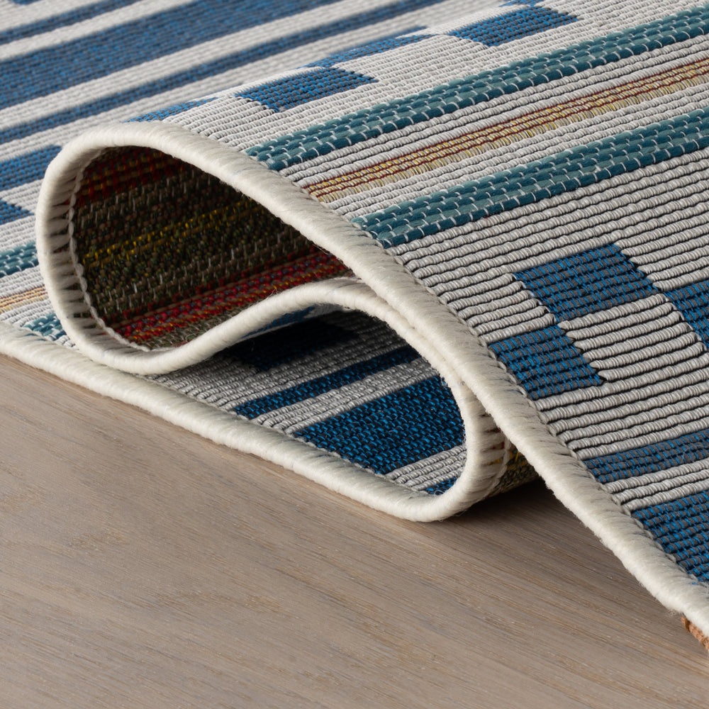 Caldera Modern Checkered Indoor/Outdoor Rug | Blue