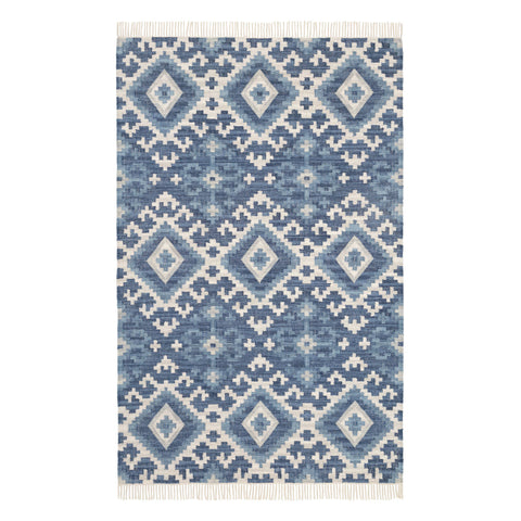 Marmara Kilim Handwoven Cotton Rug | Blue