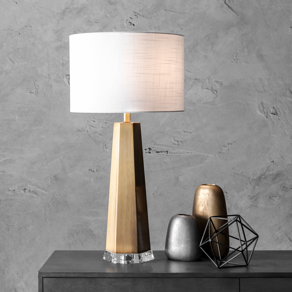 30-inch Ombre Metal Obelisk Table Lamp | Brass