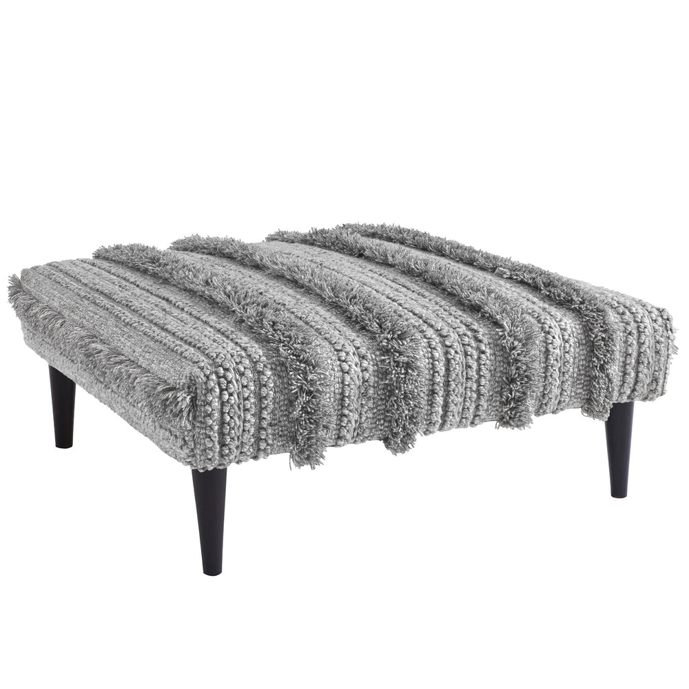 Zhara Stripe Rug Ottoman | Grey