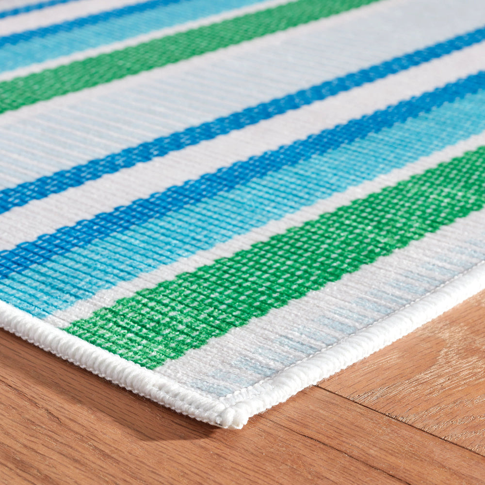 Always Greener Machine Washable Rug | Cobalt/Green