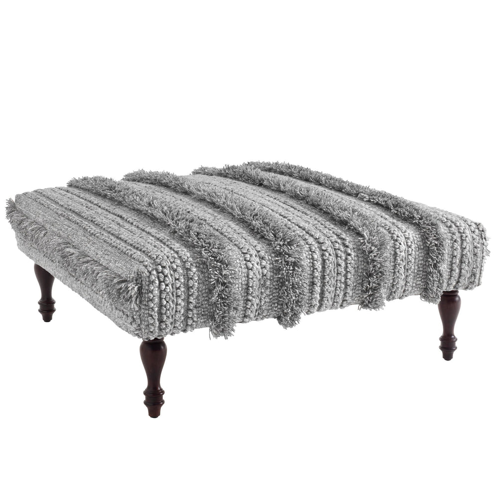 Zhara Stripe Rug Ottoman | Grey
