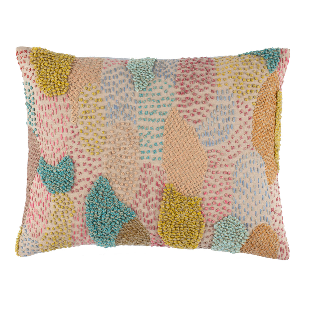 Zinnia Embroidered Decorative Pillow Cover | Multi