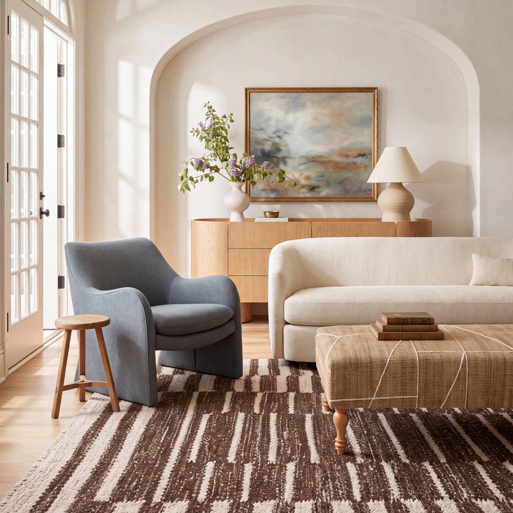 Judson Custom Rug Ottoman | Ivory