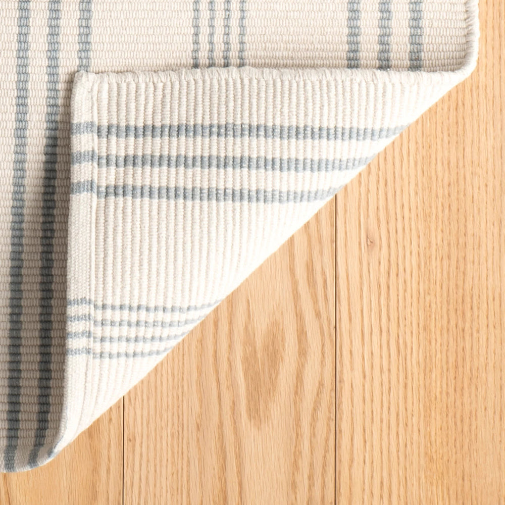 Swedish Stripe Handwoven Cotton Rug | Blue