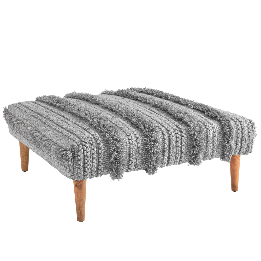 Zhara Stripe Rug Ottoman | Grey