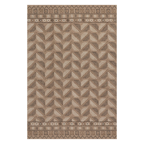Ooti Geometric Block Wool Rug | Taupe