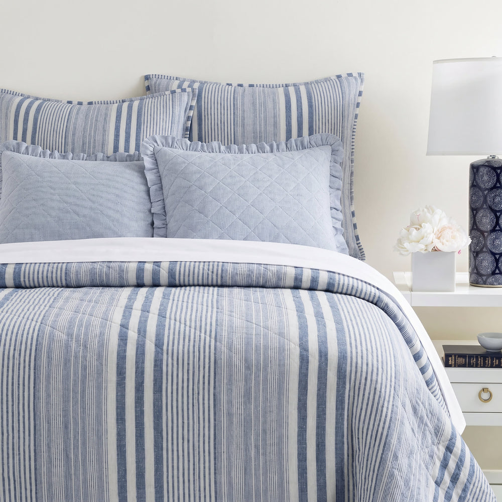 Carolina Stripe Quilt | French Blue