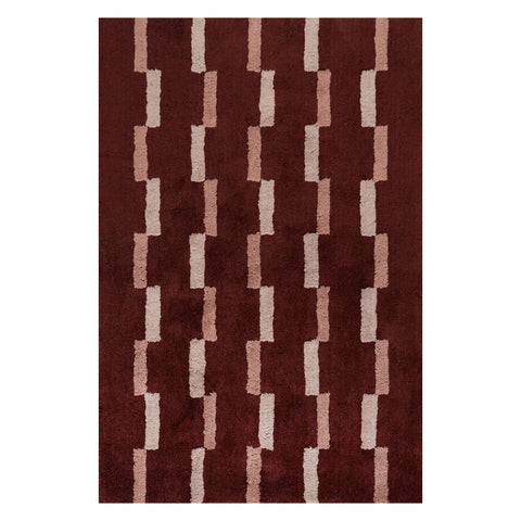 Sativae Geometric Cotton Rug | Maroon