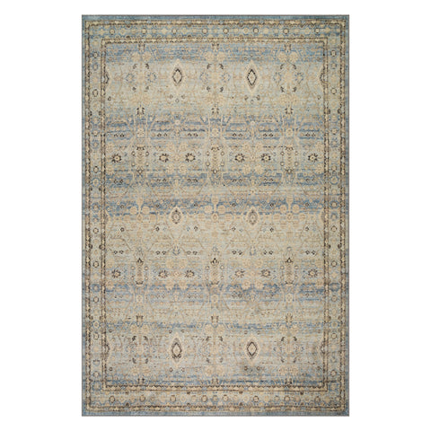 Delisse Traditional Bordered Washable Rug | Blue