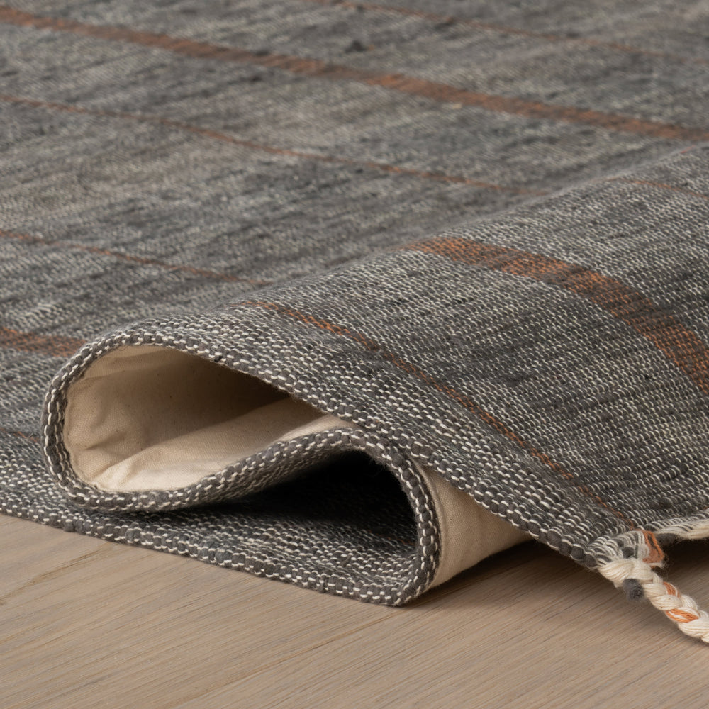 Nare Striped Handmade Cotton Rug | Grey